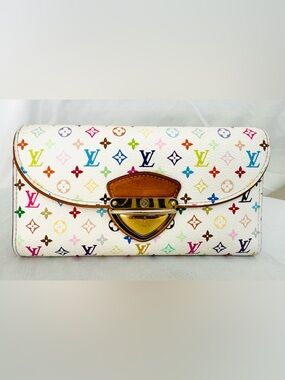 LOUIS VUITTON White Multicolor Koala Trifold Eugenie Long Wallet Murakami